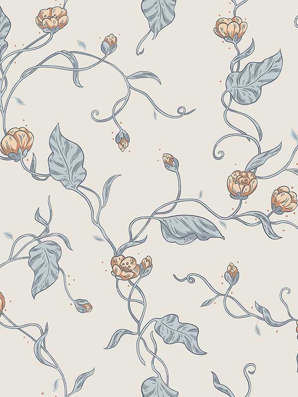 Scalamandre WSB00081400 Elmire Soft Blue Wallpaper
