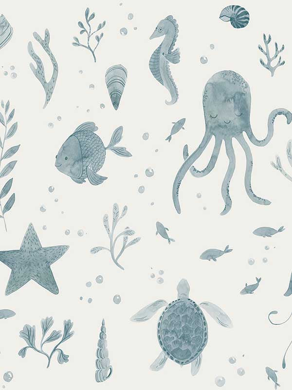Scalamandre WSB00360243 Della Ocean Blue Wallpaper