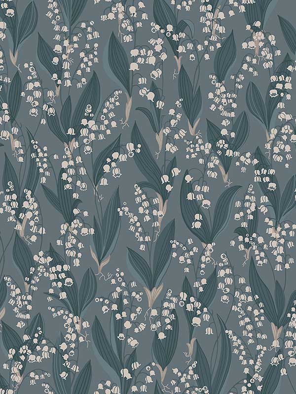 Scalamandre WSB00560479 Liljekonvalj Indigo Blue Wallpaper