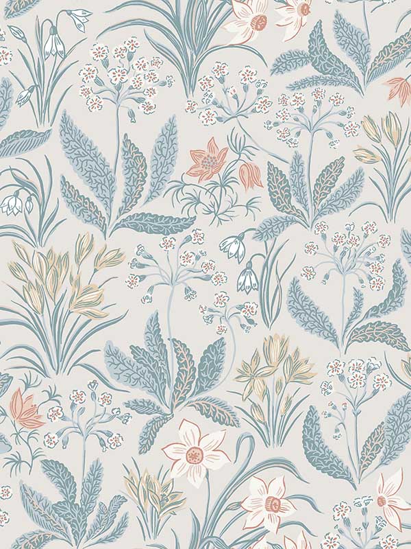 Scalamandre WSB005901015 Huset I Solen Folklore Blue Wallpaper