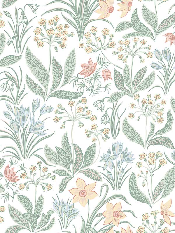 Scalamandre WSB006001015 Huset I Solen Spring Green Wallpaper