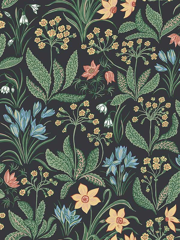 Scalamandre WSB006101015 Huset I Solen Charcoal Wallpaper