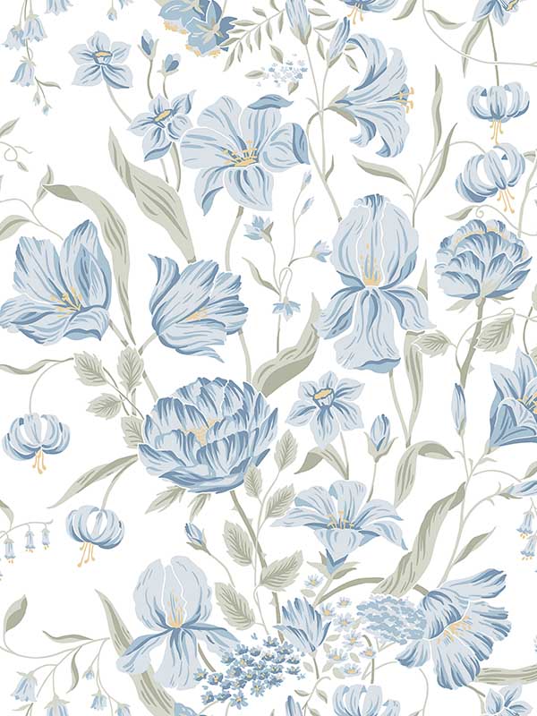 Scalamandre WSB00621016 Karins Bukett Sky Blue Wallpaper
