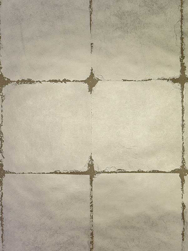 Scalamandre WTOGA4 Silver Leaf Squares Platinum Wallpaper