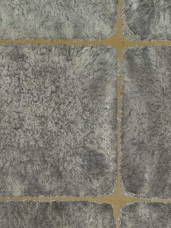 Scalamandre WTOGA52 Silver Leaf Squares Silver On Gold Wallpaper