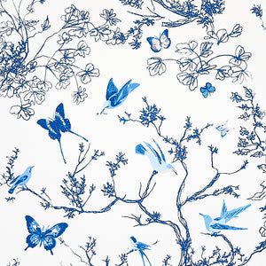 Schumacher - Birds & Butterflies - Porcelain - 2704421 - Wallpaper