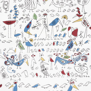 Schumacher - Aviary - Multi On White - 2705511 - Wallpaper