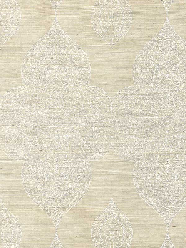 Scalamandre SC0001WP88555 Taj Embroidered Sisal Chai Wallpaper