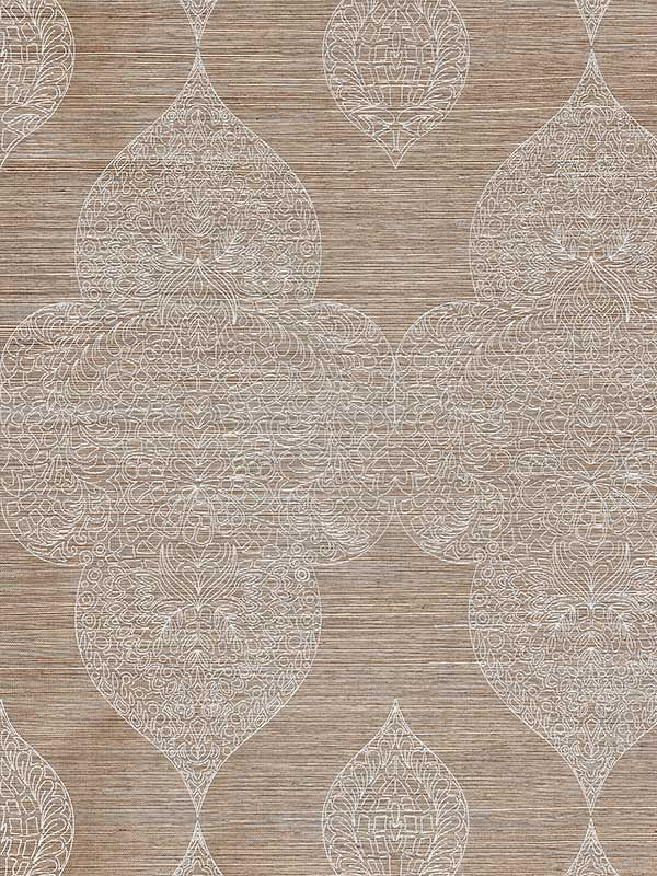 Scalamandre SC0002WP88555 Taj Embroidered Sisal Nutmeg Wallpaper
