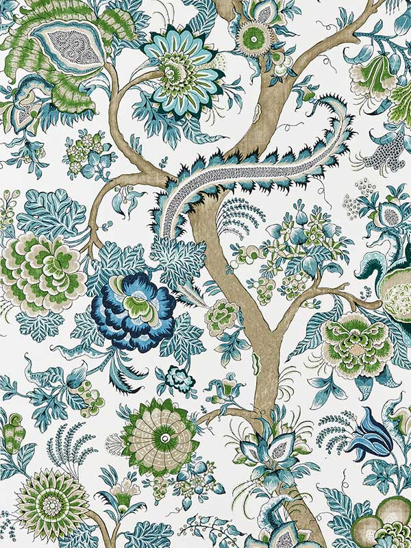Scalamandre SC0002WP88561 Metropolitan Palampore Aegean Wallpaper