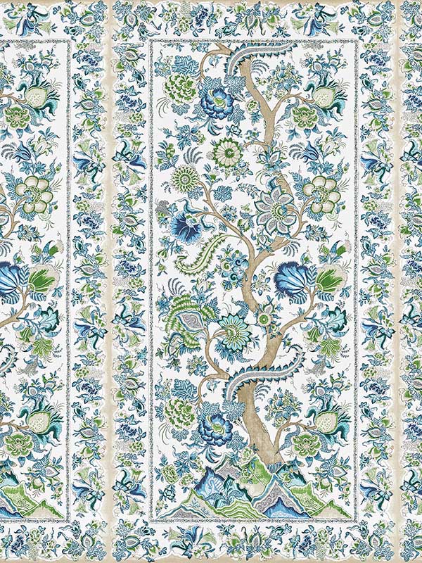 Scalamandre SC0002WP88567 Metropolitan Palampore Aegean Mural