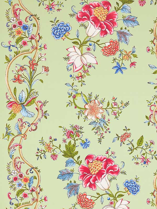 Scalamandre SC0003WP88566 Camellia Trellis Seafoam Posey Wallpaper