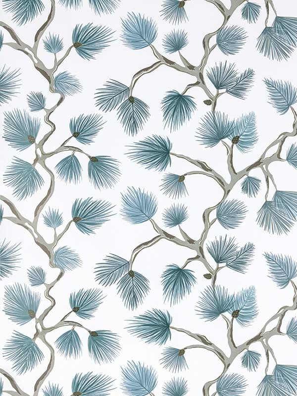 Scalamandre SC0004WP88593D Pignoli Teal Wallpaper