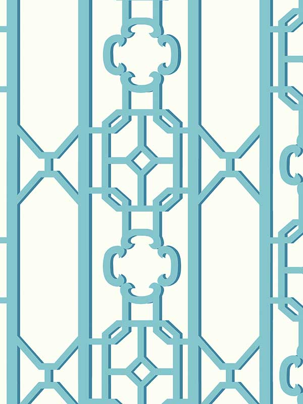 Scalamandre SC0010WP88582D Joanna Fret Turquoise Wallpaper