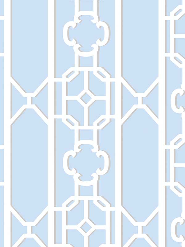 Scalamandre SC0012WP88582D Joanna Fret Powder Blue Wallpaper