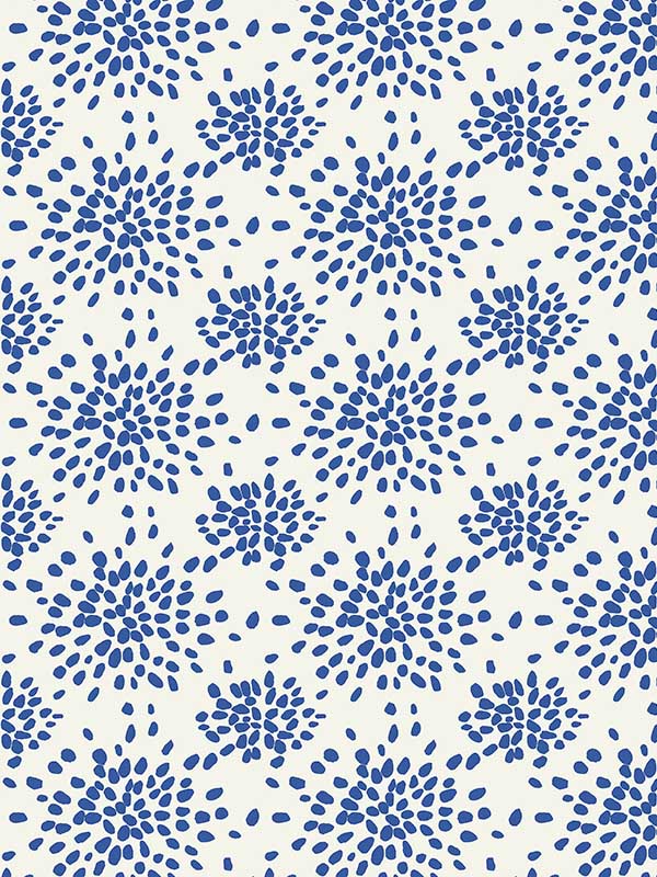 Scalamandre WHN0008P1020D Fireworks Blue On White Wallpaper