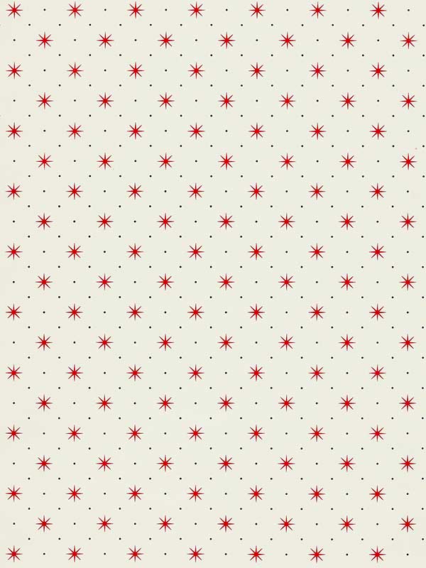 Scalamandre WHN000RP1003D Trixie Red and Black On White Wallpaper