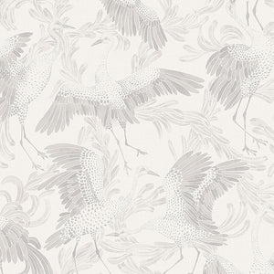 Schumacher - Dancing Crane - Grey - 3130 - Wallpaper