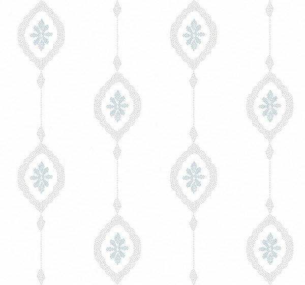 Seabrook Sand Dollar Stripe Blue Oasis Wallpaper