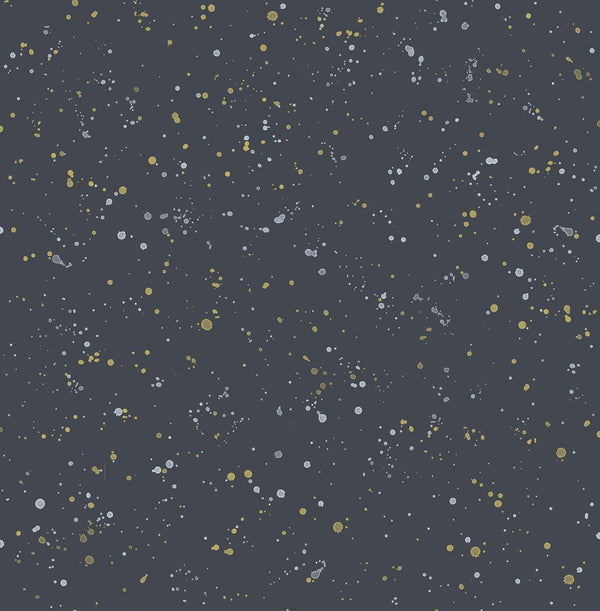 Seabrook Paint Splatter Midnight Blue And Metallic Gold Wallpaper