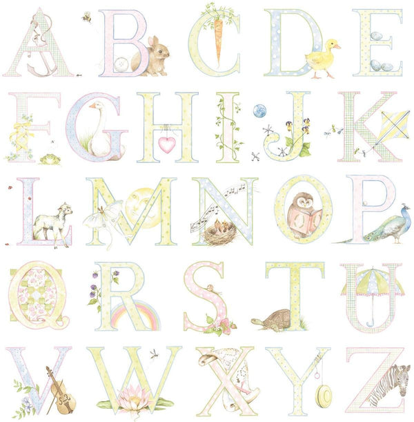 Seabrook Alphabet Pastel Wallpaper