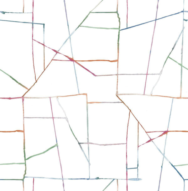 Seabrook Geo Creative Orange, Pink, And Green Wallpaper