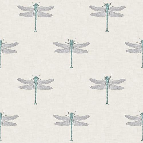 Seabrook Catalina Off-White, Blue, Metallic Silver, And Black Wallpaper