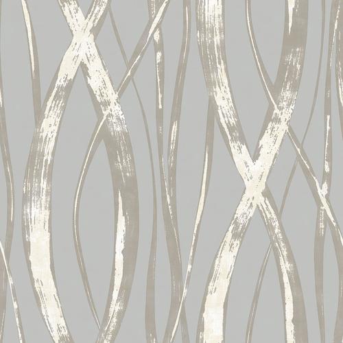 Seabrook Barbados Gray, Metallic Silver, And White Wallpaper