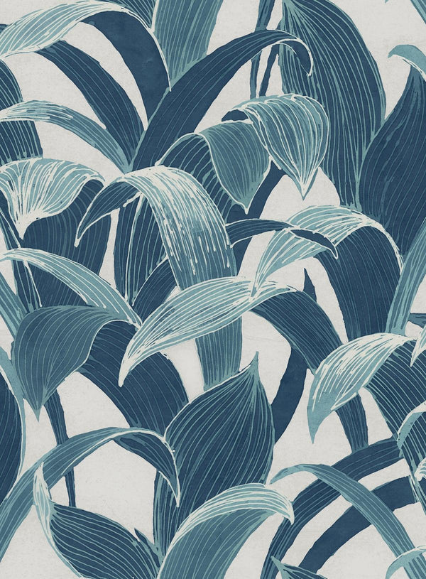 Seabrook Imperial Banana Groves Metallic Pearl And Azure Blue Wallpaper