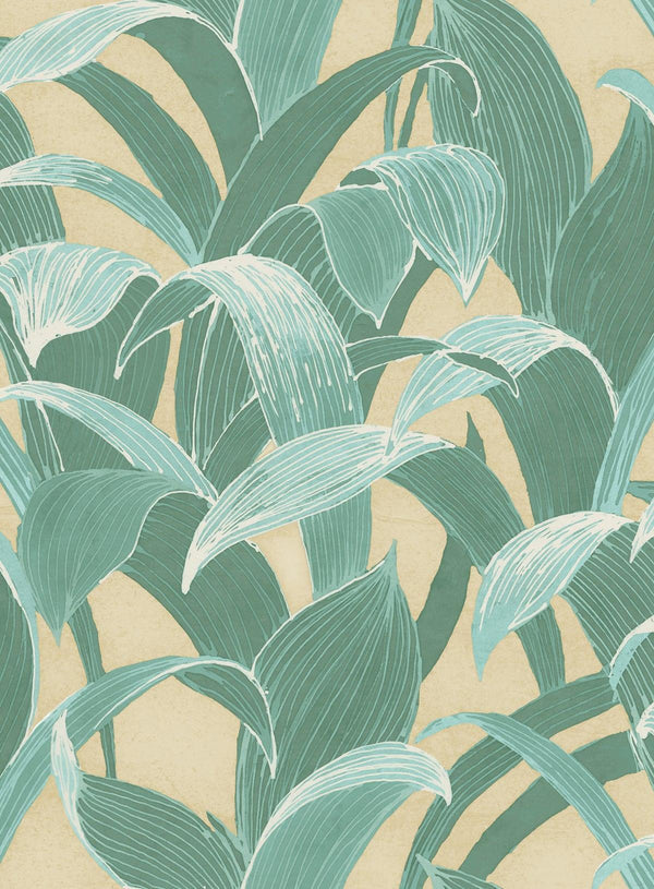 Seabrook Imperial Banana Groves Metallic Gold And Sea Green Wallpaper