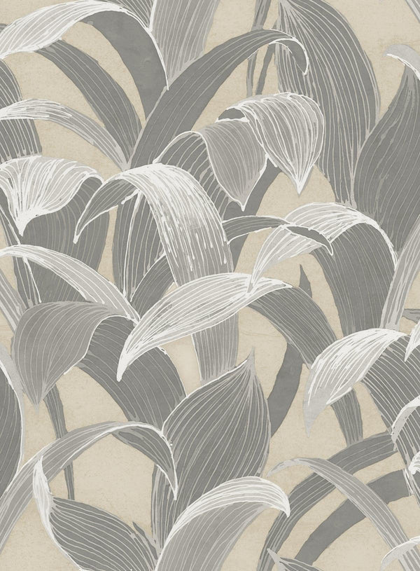 Seabrook Imperial Banana Groves Metallic Gold And Gray Wallpaper