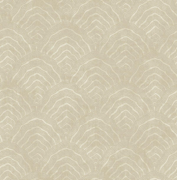 Seabrook Confucius Scallop Tan And Metallic Pearl Wallpaper