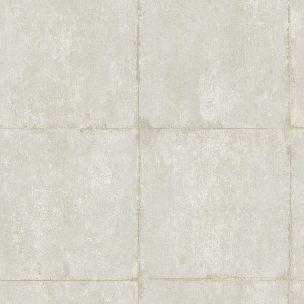 Seabrook Great Wall Blocks Metallic Silver And Off-White Wallpaper