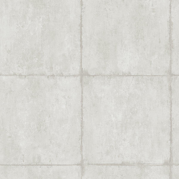 Seabrook Great Wall Blocks Metallic Silver And Grey Wallpaper