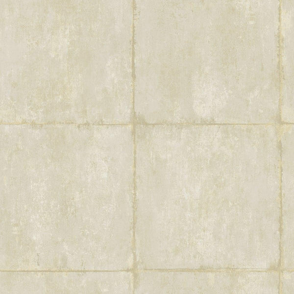 Seabrook Great Wall Blocks Metallic Gold And Off-White Wallpaper