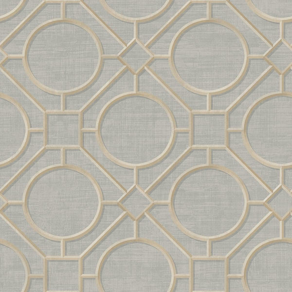 Seabrook Silk Road Trellis Metallic Gold And Gray Wallpaper