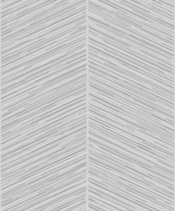 Seabrook Herringbone Stripe Metallic Silver And Gray Wallpaper