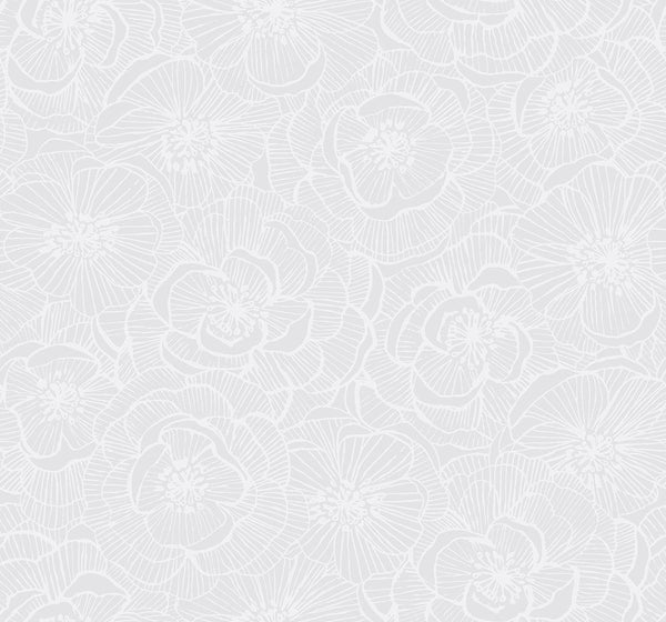 Seabrook Graphic Floral Metallic Pearl Wallpaper