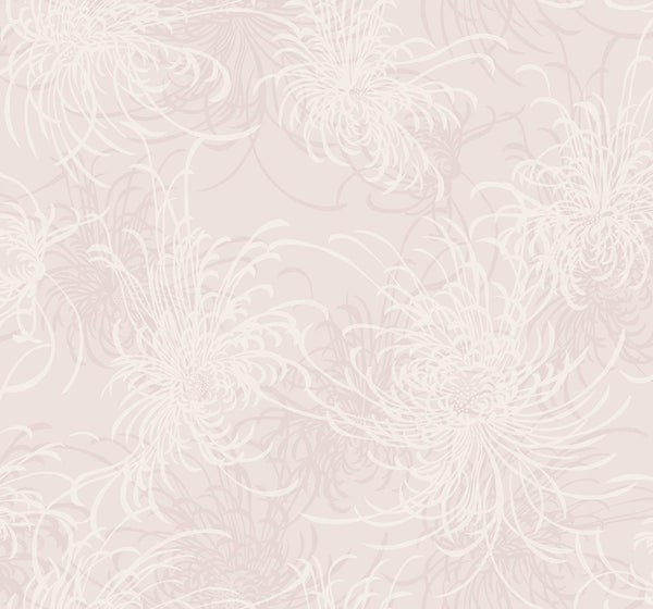 Seabrook Noell Floral Blush Glitter And Off-White Wallpaper