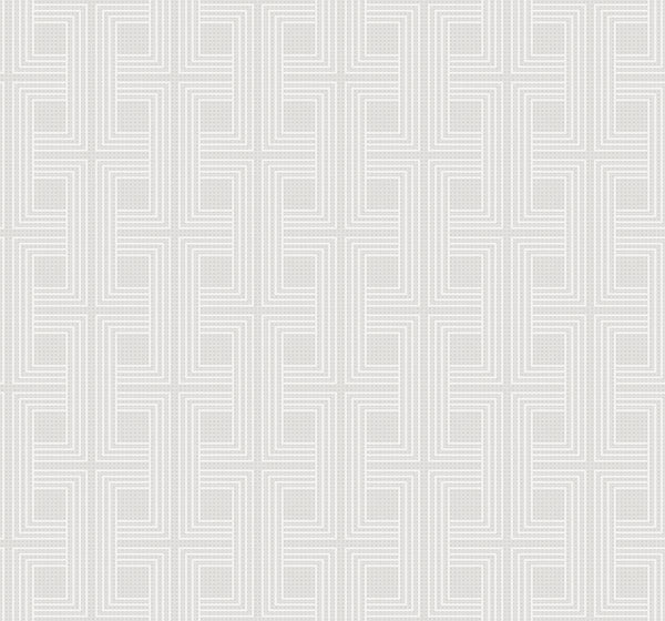 Seabrook Interlocking Squares Metallic Champagne And Off-White Wallpaper