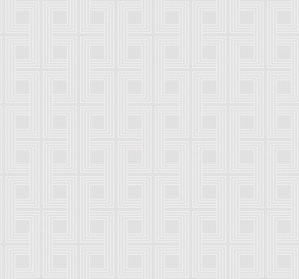 Seabrook Interlocking Squares Metallic Pearl And Off-White Wallpaper