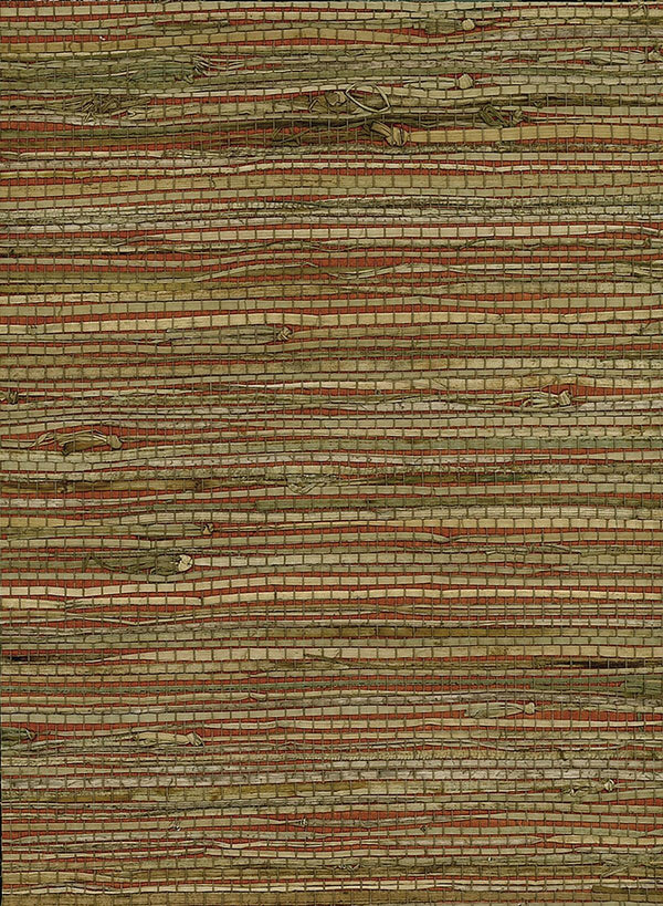 Seabrook Rushcloth Red, Tan Wallpaper