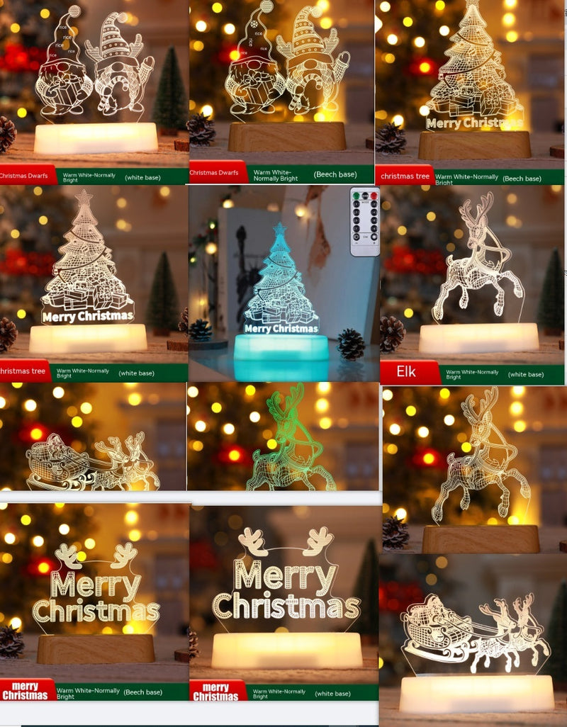 Christmas 3D LED Night Light Acrylic Lamp – Kids Gift Decor. glodeco