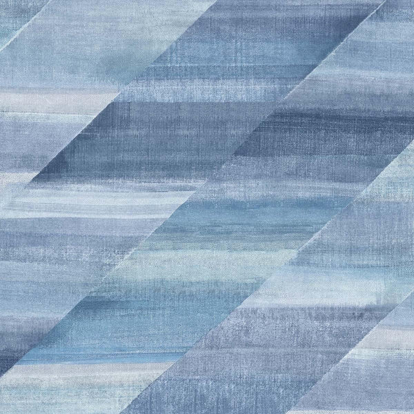 Seabrook Rainbow Diagonals Washed Denim And Cerulean Wallpaper