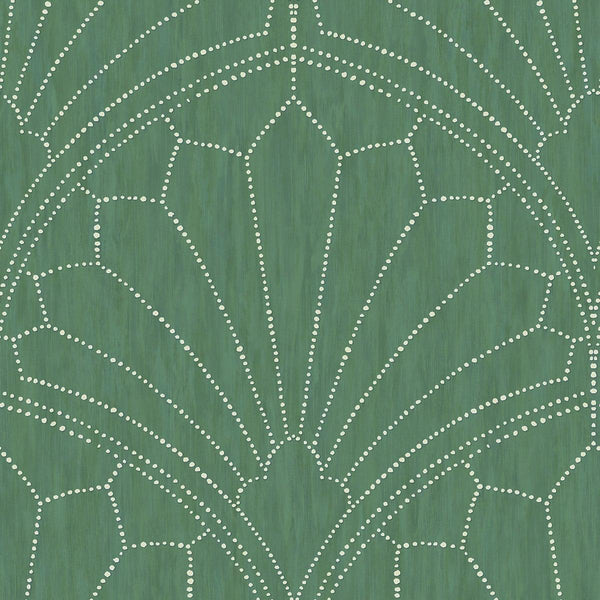 Seabrook Scallop Medallion Jade And Ivory Wallpaper