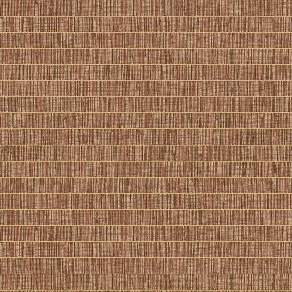 Seabrook Blue Grass Band Terra Cotta Wallpaper