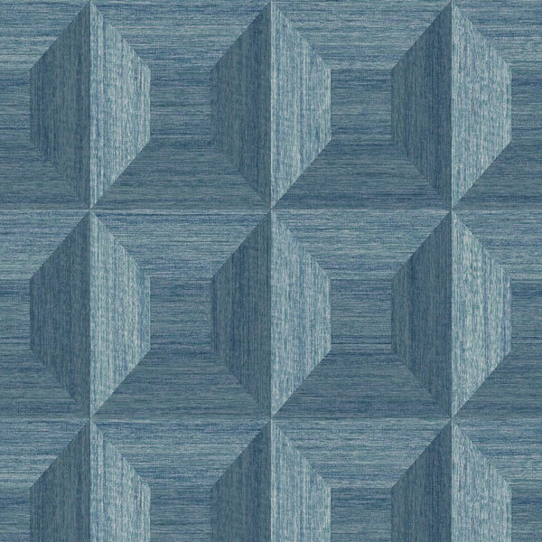 Seabrook Squared Away Geometric Blue Wallpaper
