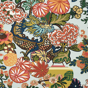 Schumacher - Chiang Mai Dragon - Aquamarine - 5001060 - Wallpaper