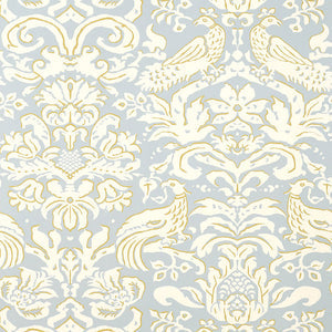 Schumacher - Aldwyn Damask - Robin's Egg - 5003610 - Wallpaper