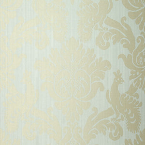 Schumacher - Valette Strie Damask - Robin's Egg - 5003662 - Wallpaper